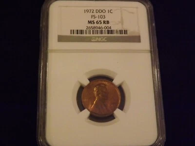 1972-S      1C         One Cent       DDO        NGC MS 65 RB - Image 1 of 2