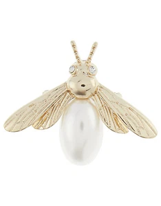 Accessorize Monsoon Hummel Brosche Gold Perle Strass Kristall Käfer Insekt - Bild 1 von 1