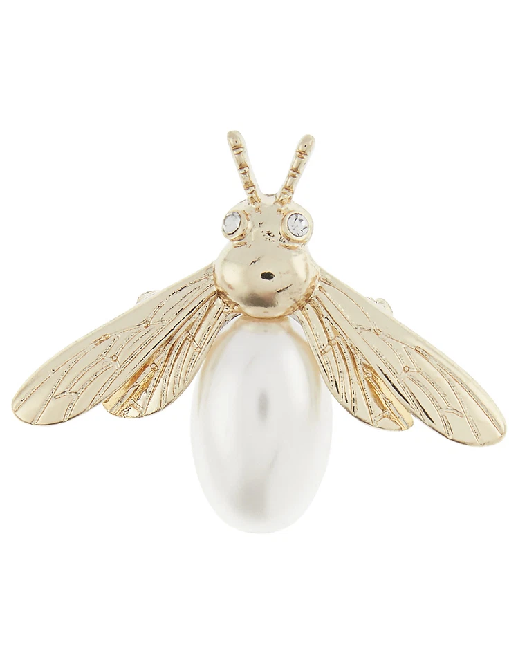 Accessorize Monsoon Hummel Brosche Gold Perle Strass Kristall Käfer Insekt - Bild 1 von 1