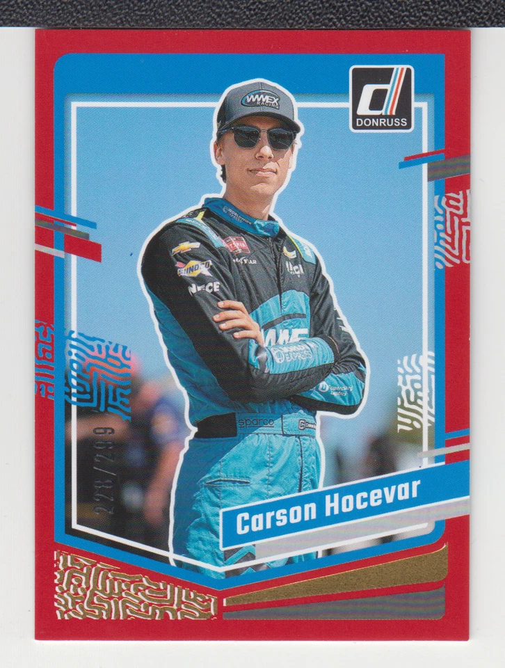 CARSON HOCEVAR  : DONRUSS  2024  - RED & BLUE  /299 - CARD No.# 6 - Image 1 of 2