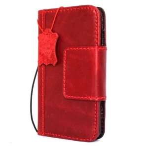 Genuine Full Leather Case for Apple iPhone 8 Plus Book Wallet Magnetic Cover Red - Picture 1 of 6