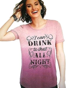 T-shirt grafica Maurices~Nuova con etichette~Wine Ombre "Posso bere tutta la notte"~XS - Foto 1 di 15