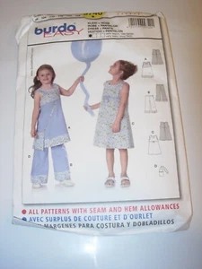 GIRLS CHILDS UNCUT BURDA 9740 Sewing Pattern DRESS PURSE PANTS CASUAL SIZE 3-8 - Picture 1 of 3