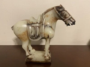 Carved Horse Statue Onyx Alabaster Jade Agate Stone Antique Vintage Chinese - Picture 1 of 12