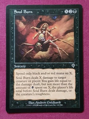 Magic The Gathering INVASION SOUL BURN black card MTG - Image 1 of 2