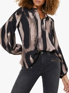 MINT VELVET Size 16 Black & Beige Brushed Stripe Blouse BNWOT - Picture 1 of 3