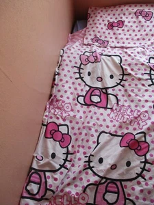 HELLO KITTY copripiumino singolo rosa a righe bambina camera da letto bambini - Foto 1 di 7