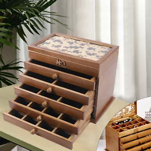 Wooden Jewelry Box Large 6 Layers Jewelry Organizer Trinket Box - Picture 1 of 10