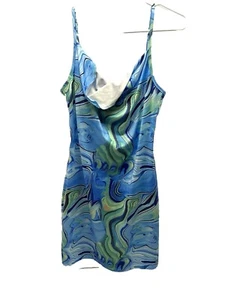 SHEIN Women's Tie Dye Print Halter Neck Mini Dress Spaghetti strap Size Large - Picture 1 of 18