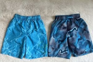 Lot 2 Nike & Under Armour Boys Youth Small YSM Board Shorts Swim Trunks Blue