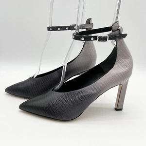Franco Sarto Sarah Embossed Ankle Strap Studded Heels Ombre Gray Size 8.5 New - Picture 1 of 8