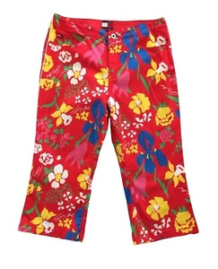 Vintage 2002 Tommy Hilfiger Kids Tropical Red Pants Size 14 Flowers Hawaiian - Picture 1 of 10