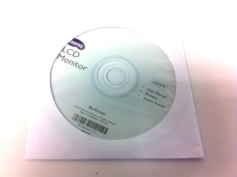 BenQ 2019 LCD Monitor User Manual Drivers Acrobat Reader CD Disk 5B.4GL01.011 10 - Image 1 of 1