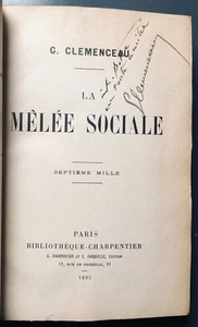 1895 ENVOI dédicace GEORGES CLEMENCEAU : LA MELEE SOCIALE - Picture 1 of 4