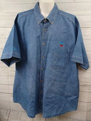 Chevron Mid Continent Business Unit Denim Shirt Button Short Sleeve 2XL  - Image 1 of 4