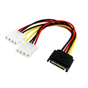 15-pin SATA Male to Dual 4pin Molex Female Power Adapter Cable Connector - Afbeelding 1 van 7