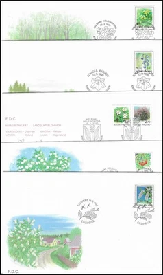 Cowslip Bluebell Wood Anemone Flowers & Trees Rowan Berries Finland 5 FDC 1990th - Image 1 of 4