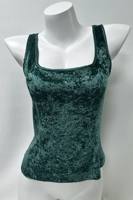 Vintage 90s Victoria’s Secret Green Crushed Velvet Crop Tank Top Size M 1997 - Image 1 of 4
