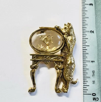 Broche prendedor de cuenco de gato y pez tono dorado para joyería 1928 Foto 1 de 3