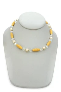 Vintage Kramer Halskette goldfarbene Kristallperlen Kunstperlen 15 Zoll - Bild 1 von 7