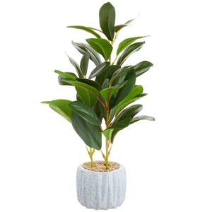 Juvale Artificial Plant with Grey Cement Planter Pot (3.1 x 3.1 x 11.8 Inches) - Picture 1 of 7