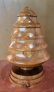 Handcrafted SASSAFRAS WOOD CHRISTMAS TREE 11.5x7.5 in Holiday XMAS Decor, signed - Picture 1 of 5