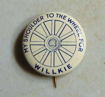Wendell Willkie 1940 campaña pin botón político Foto 1 de 2