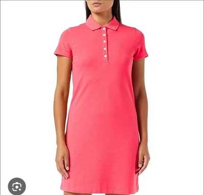 Esprit Polo Dress Fuchsia Pink A-Line Side Slits Size 2XL 100% Cotton - Image 1 of 4