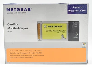 Netgear FA511 CardBus Mobile Adapter 10/100Mbps Fast Ethernet - Factory Sealed - Picture 1 of 6