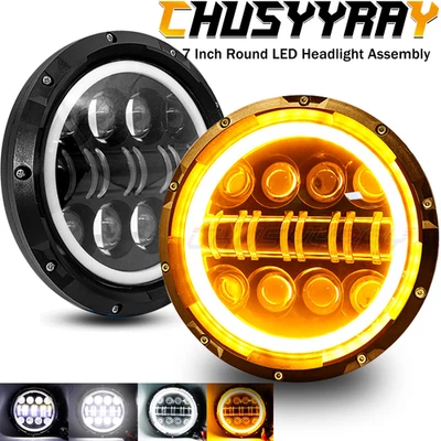 Par de faros LED redondos de 7" pulgadas negro DOT Fit Ford F1 1948 1949 1950 1951 1952 Foto 1 de 4