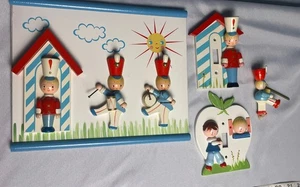 Vtg Originals By IRMI Soldiers Wooden Wall Decor Switchplate Baby Lot Of 4 - Picture 1 of 19