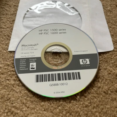 HP PSC 1500/1600 Macintosh Series Driver Disc Version 7.2 Q5888-10012 - Image 1 of 2