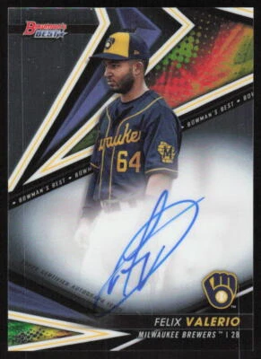 2022 Bowman's Best of 2022 Autographs Felix Valerio Milwaukee Brewers - Image 1 of 2