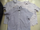 3 F&f Mens Blue Check Short Sleeve Shirts Size 17.5cms Good Condition