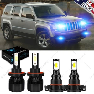 For Jeep Patriot 2010-2017 4X ice blue LED Headlight Hi/Low Beam+Fog Light Bulbs - Picture 1 of 12