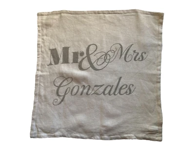 Funda de almohada Pottery Barn Mr and Mrs GONZALES 100% lino 18x18 salvia natural 14 Foto 1 de 4