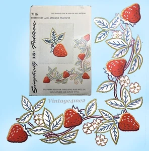 1940s Vintage Simplicity Embroidery Transfer 7116 WWII Trailing Strawberries - Picture 1 of 5