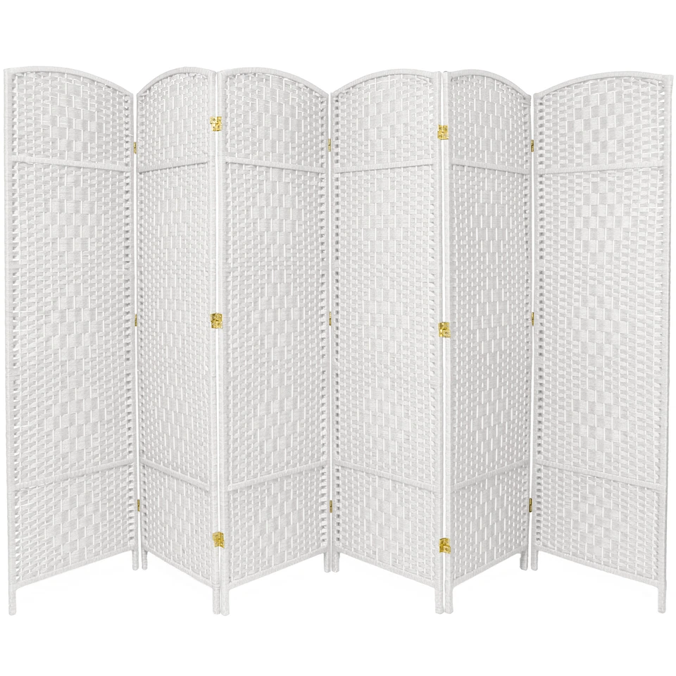 6 ft. Tall Diamond Weave Fiber Room Divider - White - 6 Panel - Image 1 of 1
