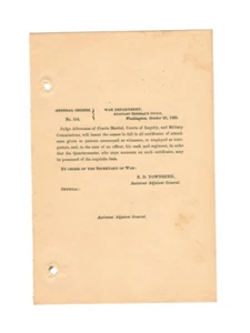CIVIL WAR authentic 1865 General Order #154 -- Judge Advocates of Courts Martial - Picture 1 of 2