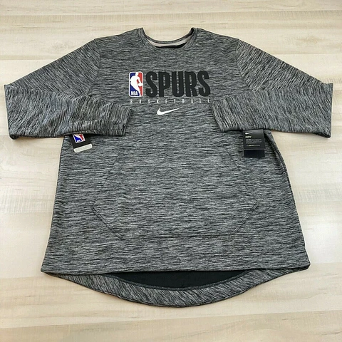 San Antonio Spurs Sweater Mens Large Gray Nike Pullover Dri Fit NBA Sweatshirt Cover