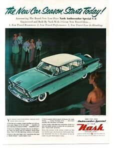 1956 Nash Ambassador Special Turquoise 4-door Sedan Vintage Print Ad