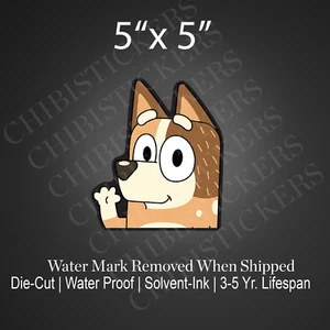 Chilli Heller Bluey Cute Dog Cute Kid Peeker Vinyl Sticker Decal Car Peeker - Picture 1 of 2