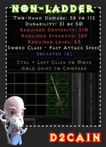 Diablo 2 SC⭐️Non-Ladder⭐️5-6 OS Colossus Blade⭐️PC/SWITCH/PS - Picture 1 of 1