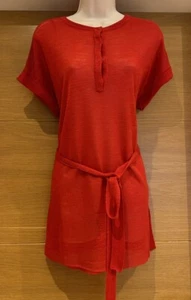 Next Ladies Bright Red Thin Long Tie Linen Blend Jumper Top Size 12 40in Chest - Picture 1 of 22