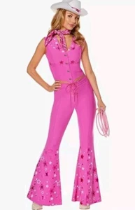Barbie Hot Pink Crop Vest & Bell Bottom Pants Outfit Women's XS - Picture 1 of 9