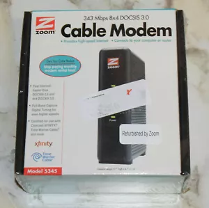 Zoom 343MBps 8x4 Docsis 3.0 Cable Modem 5345 Comcast Xfinity Time Warner Cable - Picture 1 of 4