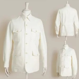 Frühling Herren Weißer Anzug Retro Einreihige Jacke Klassisch Feierlich Custom - Bild 1 von 12