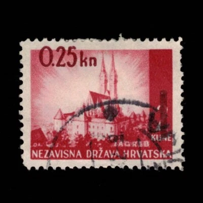 Croacia, Scott 35, Catedral de Zagreb, 1941-1943, usado, 109145 Foto 1 de 2