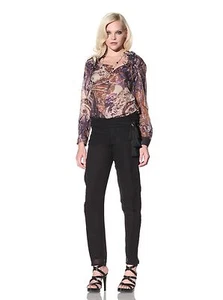 Bally Women's Silk Pants with Tassel Belt, Black, 38 IT/4US - Picture 1 of 5