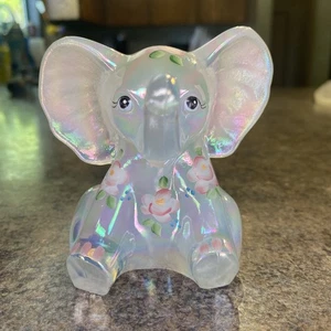 Fenton handbemalte Rosen Elefant Kunst Glas Figur - Bild 1 von 6